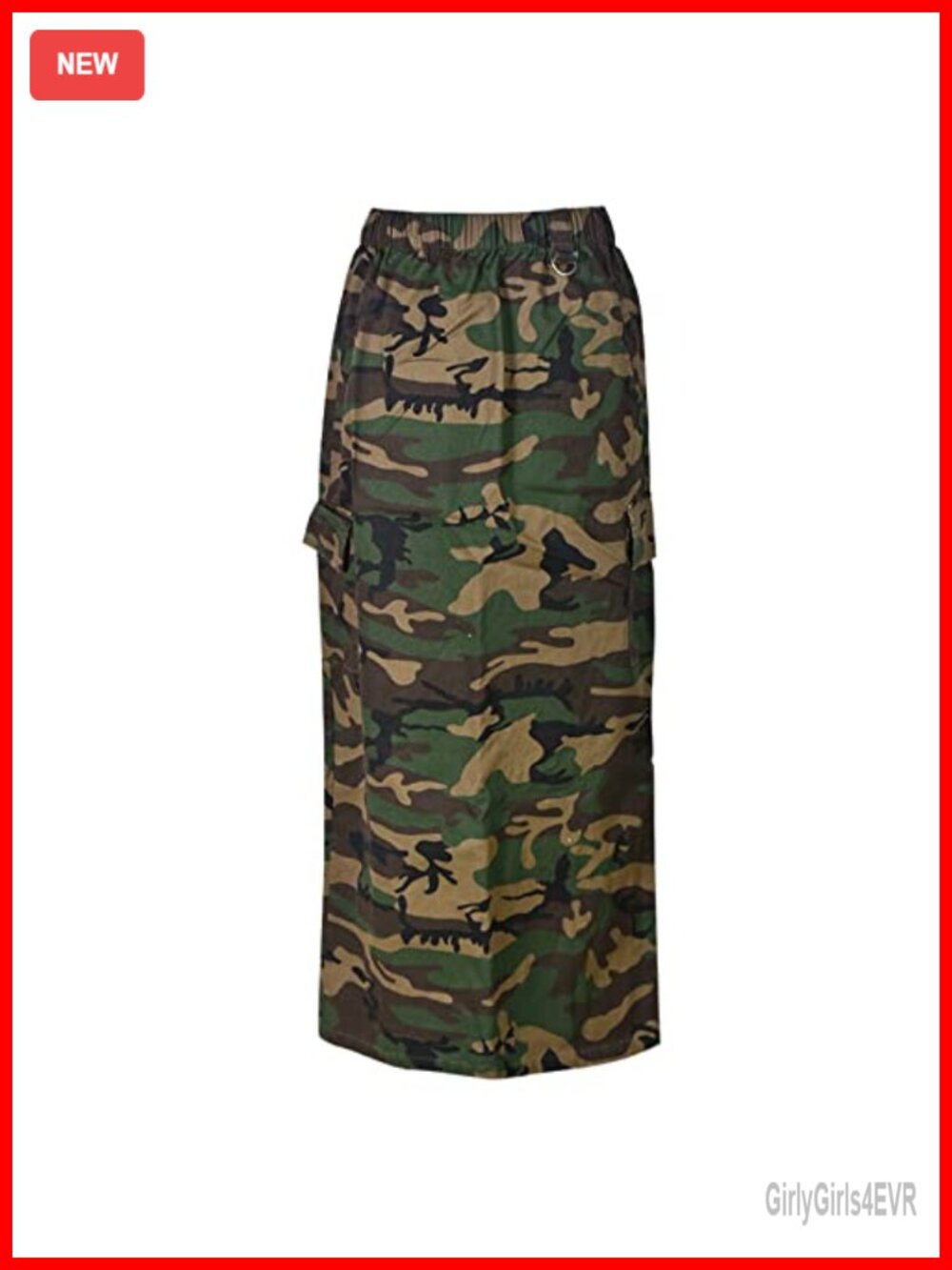LEOROO Women's Camo Cargo Maxi Skirt Elastic High Waist A-Line